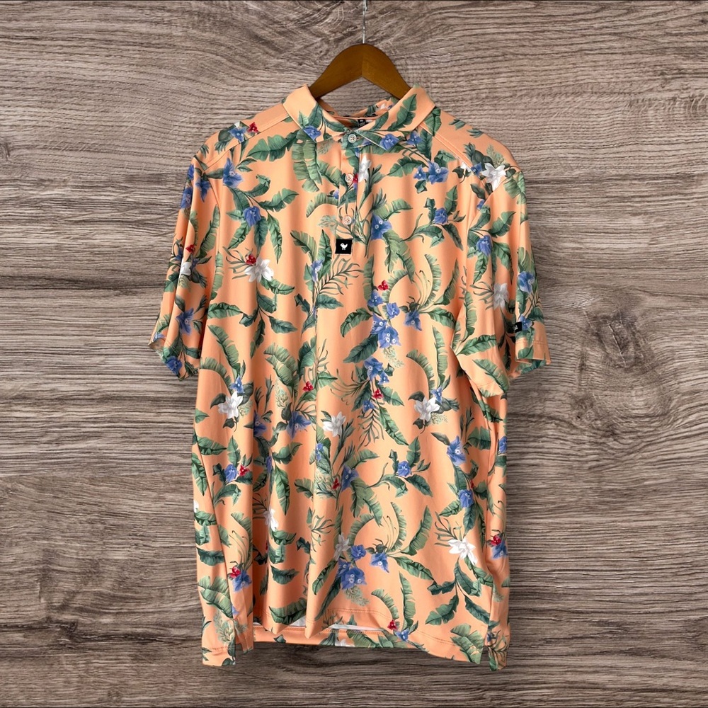 NWT Bad Birdie Core Performance Polo Flora Fiesta